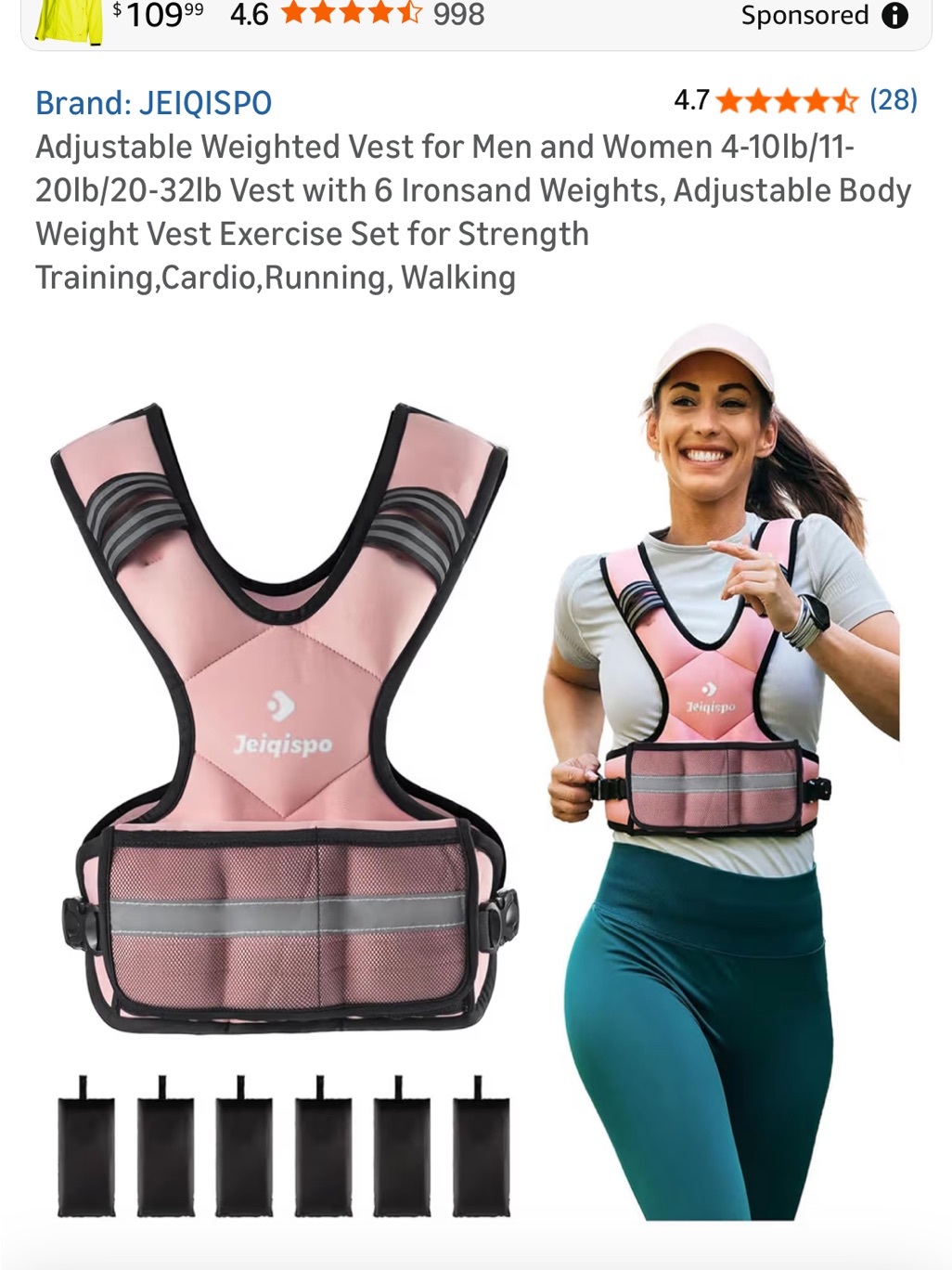 Jeiqispo Pink Weighted Vest  Adjustable Workout Vest